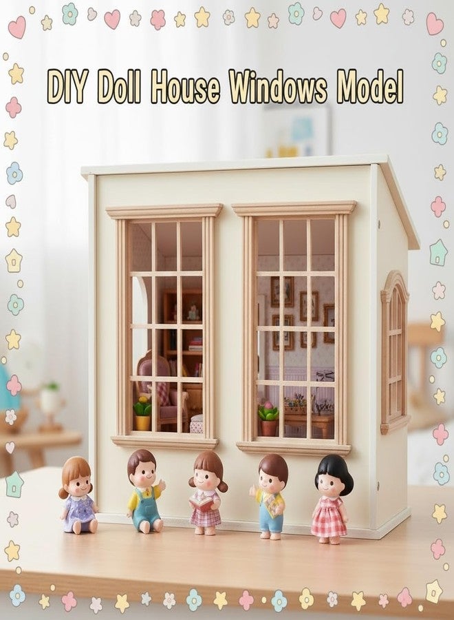 JOINPAYA 2 Pcs Wood Dollhouse Windows: 1: 12 Scale Miniature Wood 12- pane Window Furniture Model for Dolls Houses Accessories,3.2 x 4.5inch - Image 2